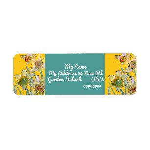 Gele Narcis Watercolour Retouradreslabels Etiket