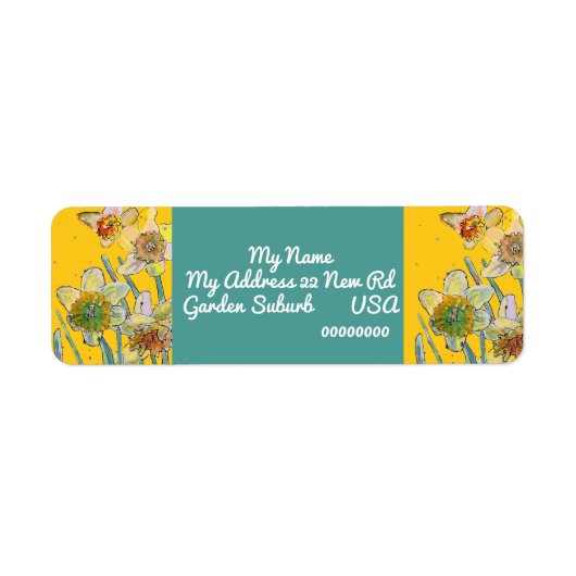 Gele Narcis Watercolour Retouradreslabels Etiket (Voorkant)