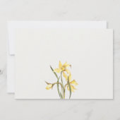 Gele Narcis Waterverf Bruiloftsshower Bedankkaart (Achterkant)