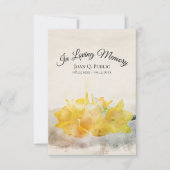 Gele narcis Waterverf Lente Begrafenis Sympathie Bedankkaart (Voorkant)