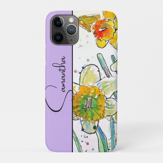 Gele Narcis Waterverf Narcissen Bloem Case-Mate iPhone Case (Achterkant)