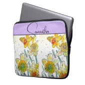 Gele Narcis Waterverf Narcissen Bloem Laptop Sleeve (Voorkant Links)