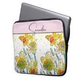 Gele narcis Waterverf narcissen bloemenbloem Laptop Sleeve (Voorkant Links)