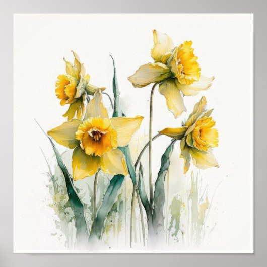 Gele Narcissen Bloem Kunstprint Poster (Voorkant)