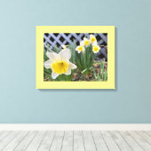 Gele narcissen canvas afdruk (Insitu (Houten vloer))