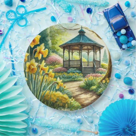 Gele narcissen en Gazebo Paper Bord (Feest)