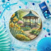 Gele narcissen en prieel papieren bord (Feest)