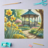 Gele narcissen in de lente met prieel tissuepapier (Craft)