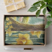 Gele narcissen in de lente met prieel tissuepapier (Geschenk)