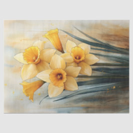 Gele narcissen in Waterverf Decoupage Tissuepapier