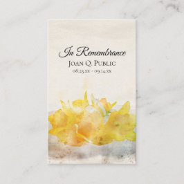 Gele narcissen lente rouwherdenking gebed visitekaartje