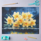 Gele narcissen op Blue Waterverf Decoupage Tissuepapier (Craft)