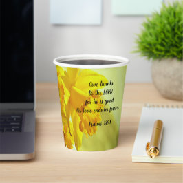 Gele narcissen Schrift Papieren Bekers