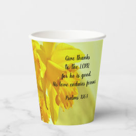 Gele narcissen Schrift Papieren Bekers