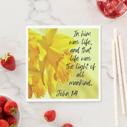 Gele Narcissen Servetten Schrift Johannes 1-4 (Insitu)