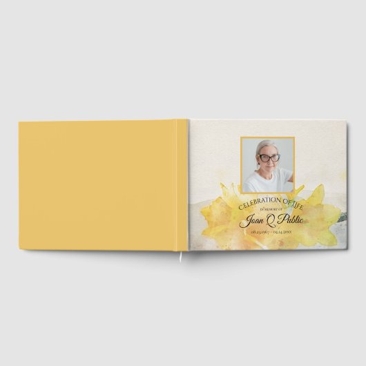 Gele narcissen viering van het levensmonument gastenboek (Volledig)