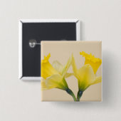 Gele narcissen vierkante button 5,1 cm (Voorkant /achterkant)