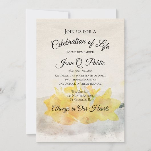 Gele narcissen Waterverf Viering van het Leven Kaart (Voorkant)