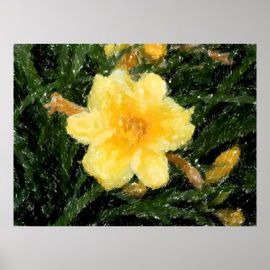 gele Narcissus Bloem abstracte originele kunst Poster (Voorkant)
