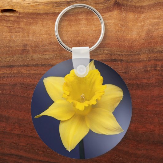Gele Narcissus Bloemen waterverf Sleutelhanger (Voorkant)