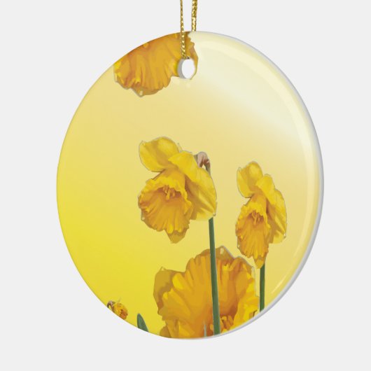 Gele Narcissus Daffodil Keramisch Ornament (Links)