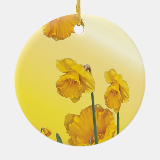 Gele Narcissus Daffodil Keramisch Ornament (Achterkant)