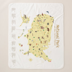 Gele Nationale Park Kaart Woodland Nursery Sherpa Deken