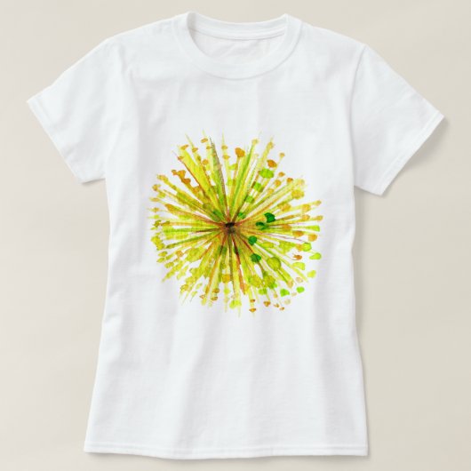 Gele natuurbloem-grillige waterverf t-shirt (Design voorkant)