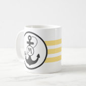 Gele Nautische Anchor Koffiemok (Voorkant links)