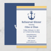 Gele nautische repetitie diner uitnodigingen (Voorkant / Achterkant)