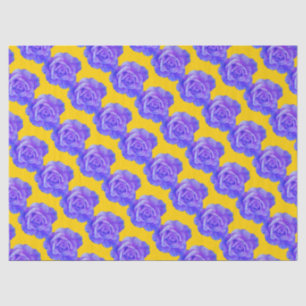 Gele Navy Blauwe Bloemmotieven Bloemen Rozen Tissuepapier