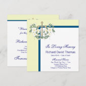 Gele Navy Blue Cross in liefdevolle herinnering Me Kaart (Voorkant / Achterkant)