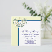 Gele Navy Blue Cross in liefdevolle herinnering Me Kaart (Staand voorkant)