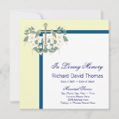 Gele Navy Blue Cross in liefdevolle herinnering Me Kaart (Voorkant)