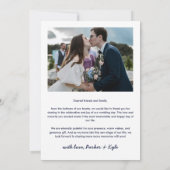 Gele Navy Boho Bloemen Arch Bruiloft Foto Bedankkaart (Achterkant)