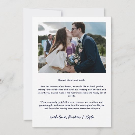 Gele Navy Boho Bloemen Arch Bruiloft Foto Bedankkaart (Achterkant)