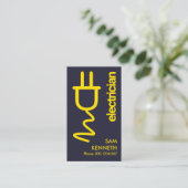 Gele netwerpminimalistische blauwe elektricien visitekaartje (Staand voorkant)