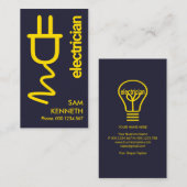 Gele netwerpminimalistische blauwe elektricien visitekaartje (Voorkant / Achterkant)