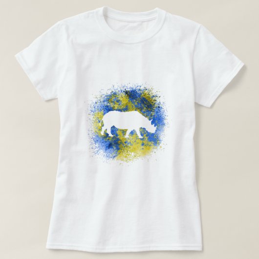 Gele neushoorn t-shirt (Design voorkant)