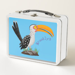 Gele neushoornvogel safari vogel cartoon
