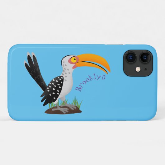 Gele neushoornvogel safari vogel cartoon Case-Mate iPhone case (Achterkant (horizontaal))