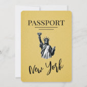 Gele New York City Passport bruiloft Kaart (Achterkant)