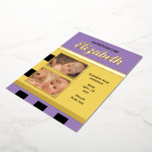 Gele nieuwe baby aankondiging goudfolie platte kaa (Gedraaid)