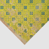 Gele noodlijdende art deco tissuepapier (Detail)