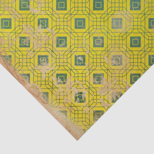 Gele noodlijdende art deco tissuepapier (Detail)