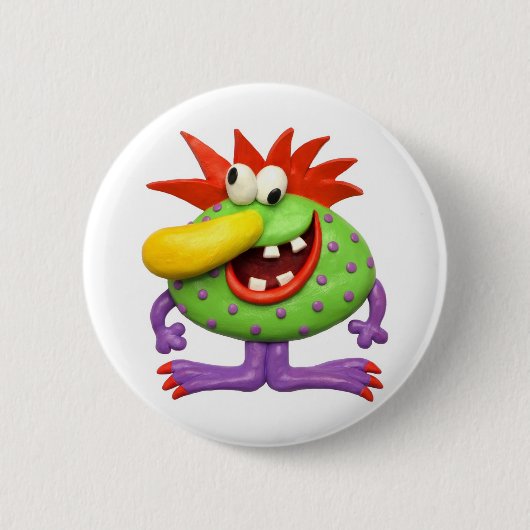 Gele Nose Monster Ronde Button 5,7 Cm (Voorkant)