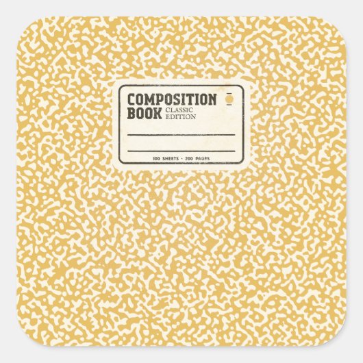 Gele Notitieboek Square Sticker (Voorkant)