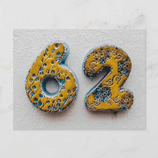 Gele Nummer 62 Ansichtkaart Briefkaart (Voorkant)