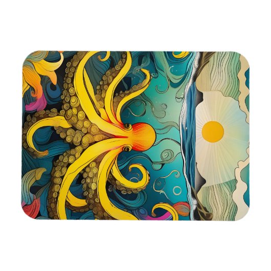 Gele octopus magneet (Horizontaal)