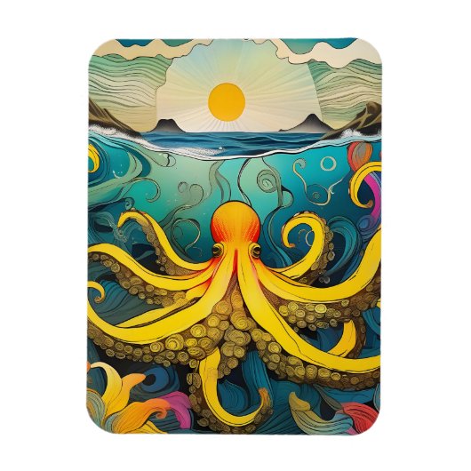 Gele octopus magneet (Verticaal)